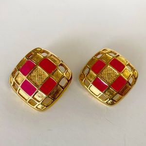 Vintage Square Gold Tone Earrings